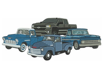 Auto Truck Machine Embroidery Designs Pack | Chevy Ford Pickup Truck Designs | Pes Dst Exp Files | Instant Digital Download