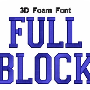 3D Foam Font Full Block 1 Color Value Pack