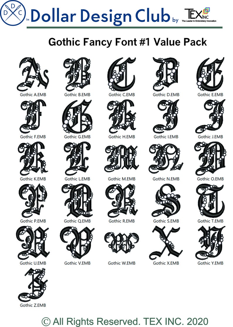 Values With Fancy Writing Gothic Fancy Font 1 Value Pack | Etsy