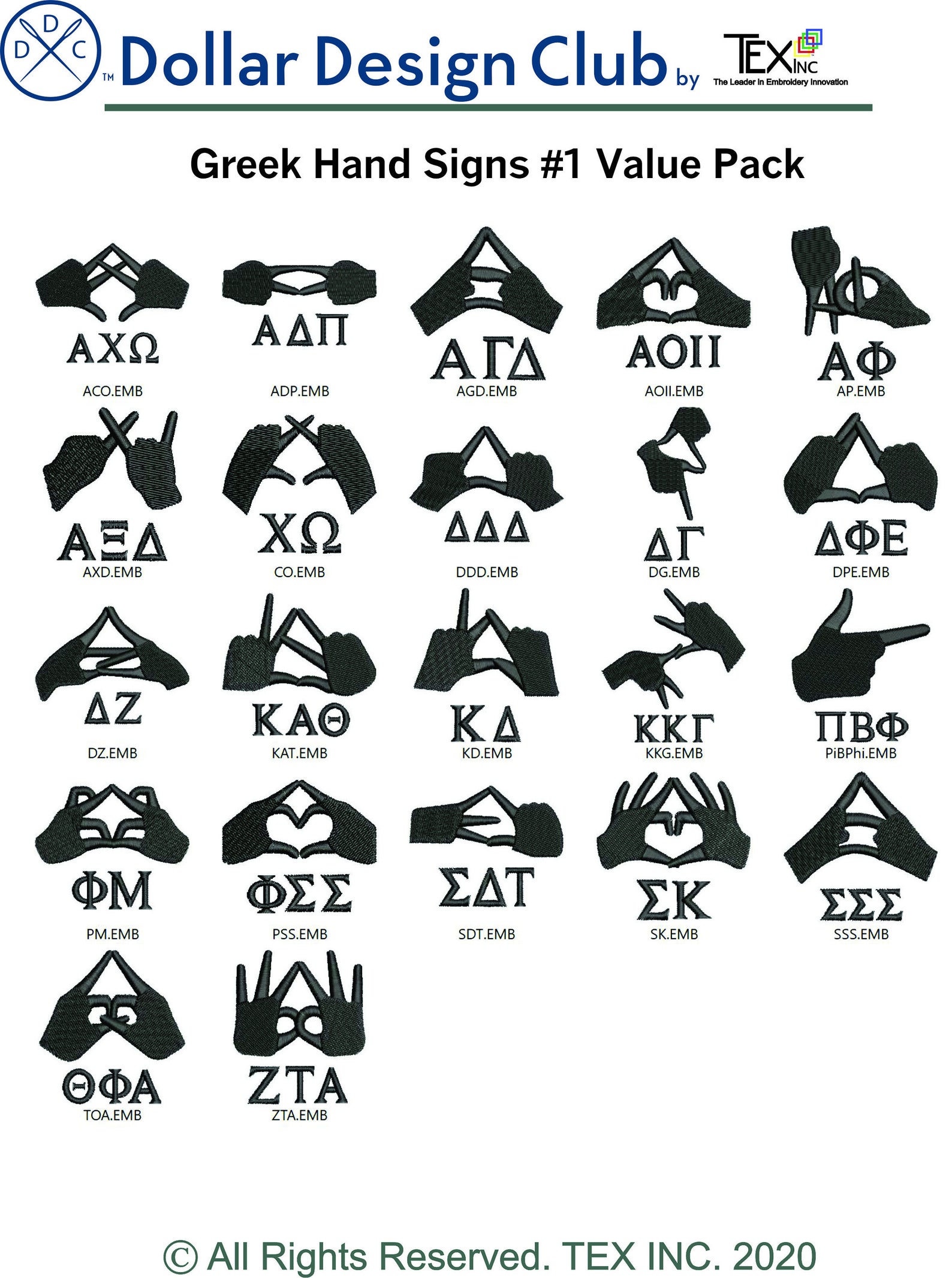 Greek Hand Signs 1 Embroidery Design Value Pack Etsy