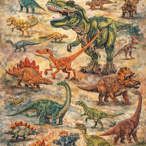 Dinosaur Machine Embroidery Designs Pack | T-Rex Raptor Prehistoric Designs | Pes Dst Exp Files | Instant Digital Download