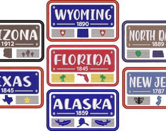 State Plate Patch Machine Embroidery Designs Pack | USA State License Plate Home State Pride Patch Designs | Pes Dst Exp | Download