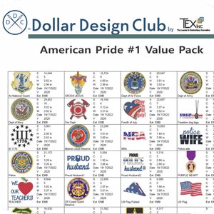 American Pride #1  Embroidery Design Value Pack
