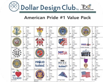 American Pride #1  Embroidery Design Value Pack