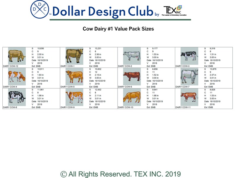 Cow Dairy Embroidery Design Value Pack Etsy