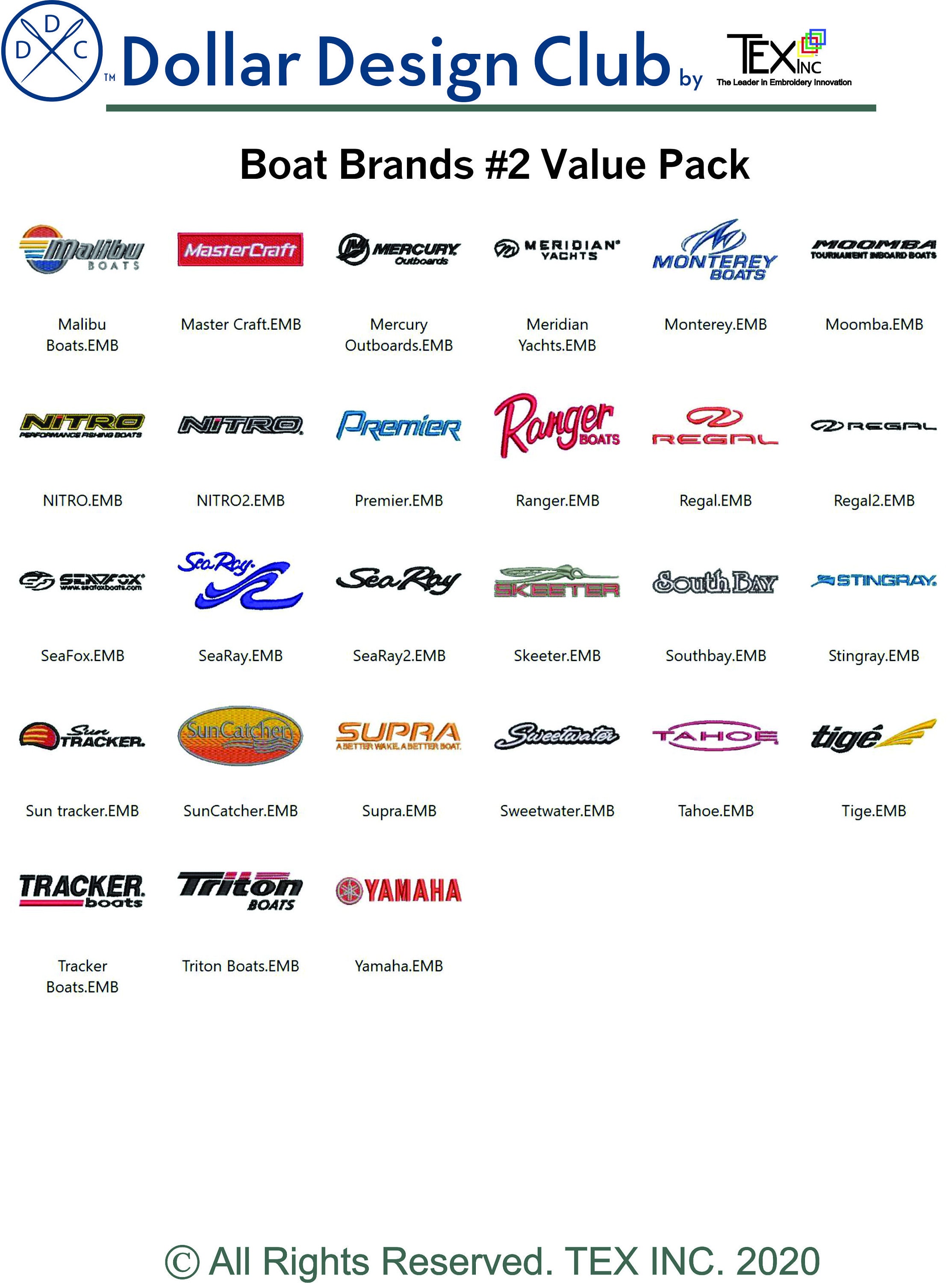 Boat Brands 2 Embroidery Design Value Pack Etsy