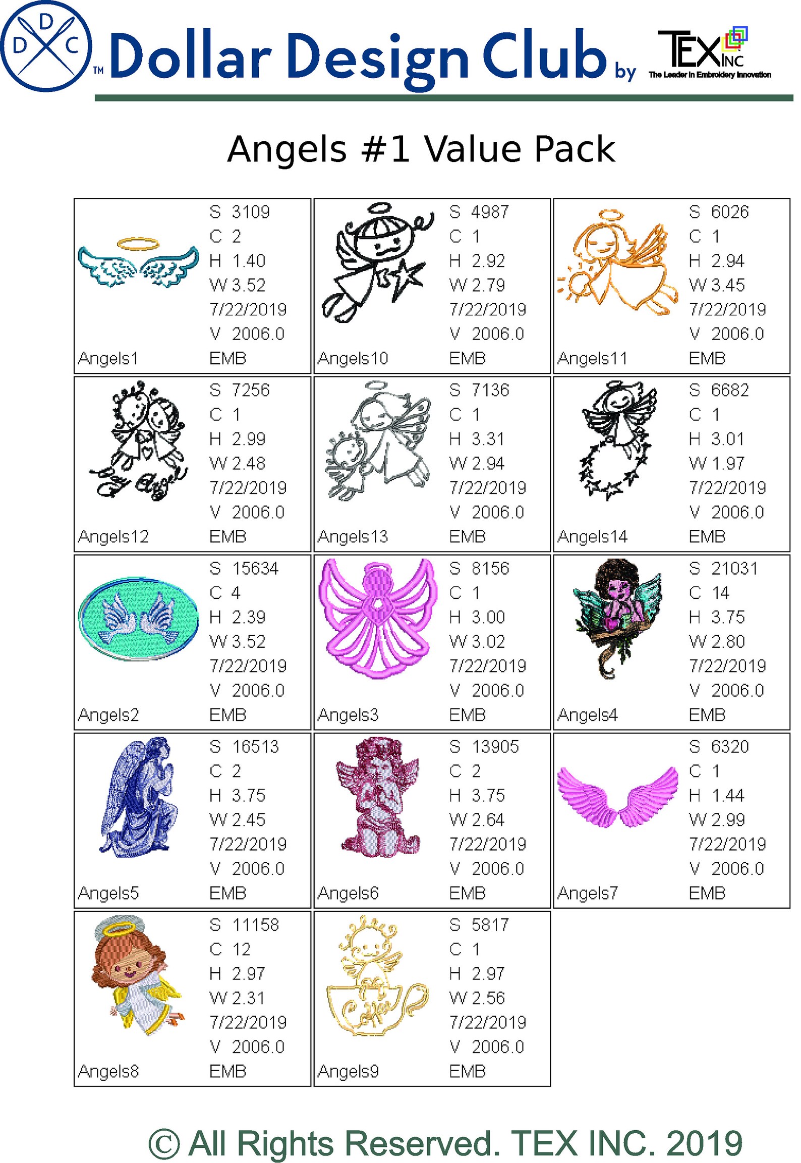 Angels 1 Embroidery Design Value Pack | Etsy