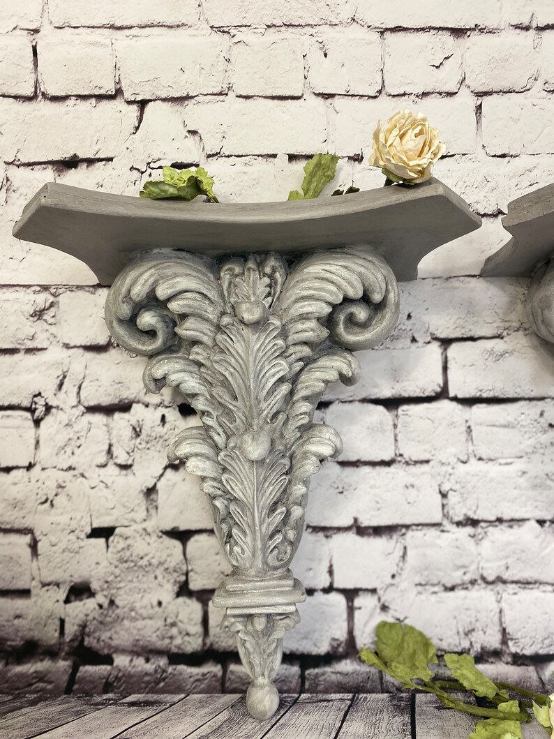 Grey Sconce Shelf Vintage Wall Decor Display Shelf Set of 2 Etsy