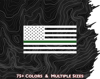Green Line American Flag Vinyl Decal, USA, Patriotic, Military, Veteran