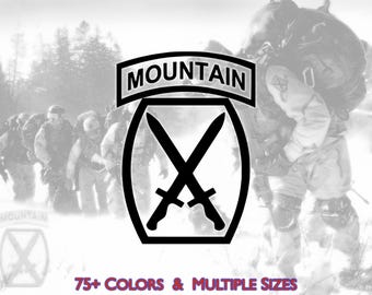 10th Mountain Division Patch Vinyl Decal Sticker - US Army Mountaineers "Climb to Glory"