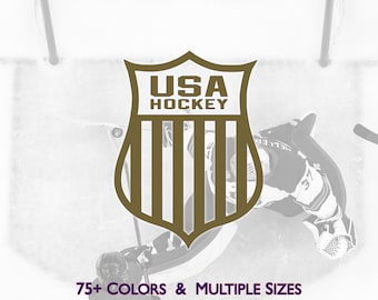 Team USA Hockey Shield Logo Vinyl Decal, Multiple Colors & Sizes, Hockey, NHL, Olympics Gold Medal