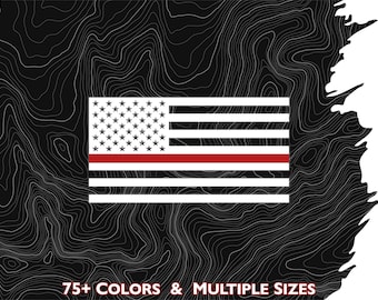 Red Line American Flag Vinyl Decal, USA, Patriotic, Firefighter