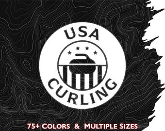 Team USA Curling Logo Vinyl Decal, Multiple Colors & Sizes, Winter Olympics
