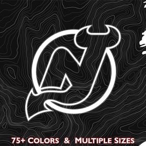 May include: White logo of a stylized letter "N" with a devil's horn on a black topographic background. The text "75+ COLORS & MULTIPLE SIZES" is at the bottom of the image.