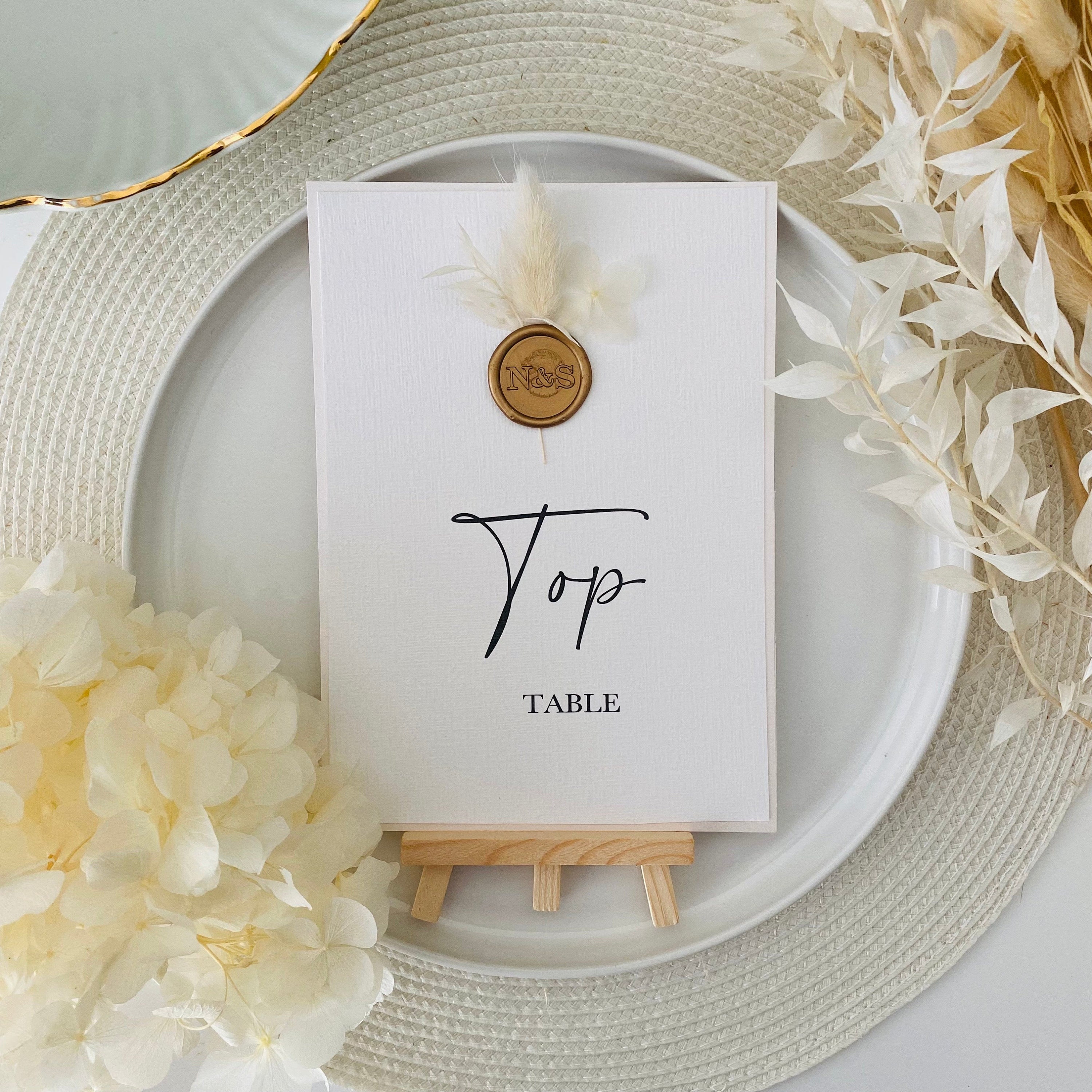Ivory Textured Dried Flowers Table Numbers/Names