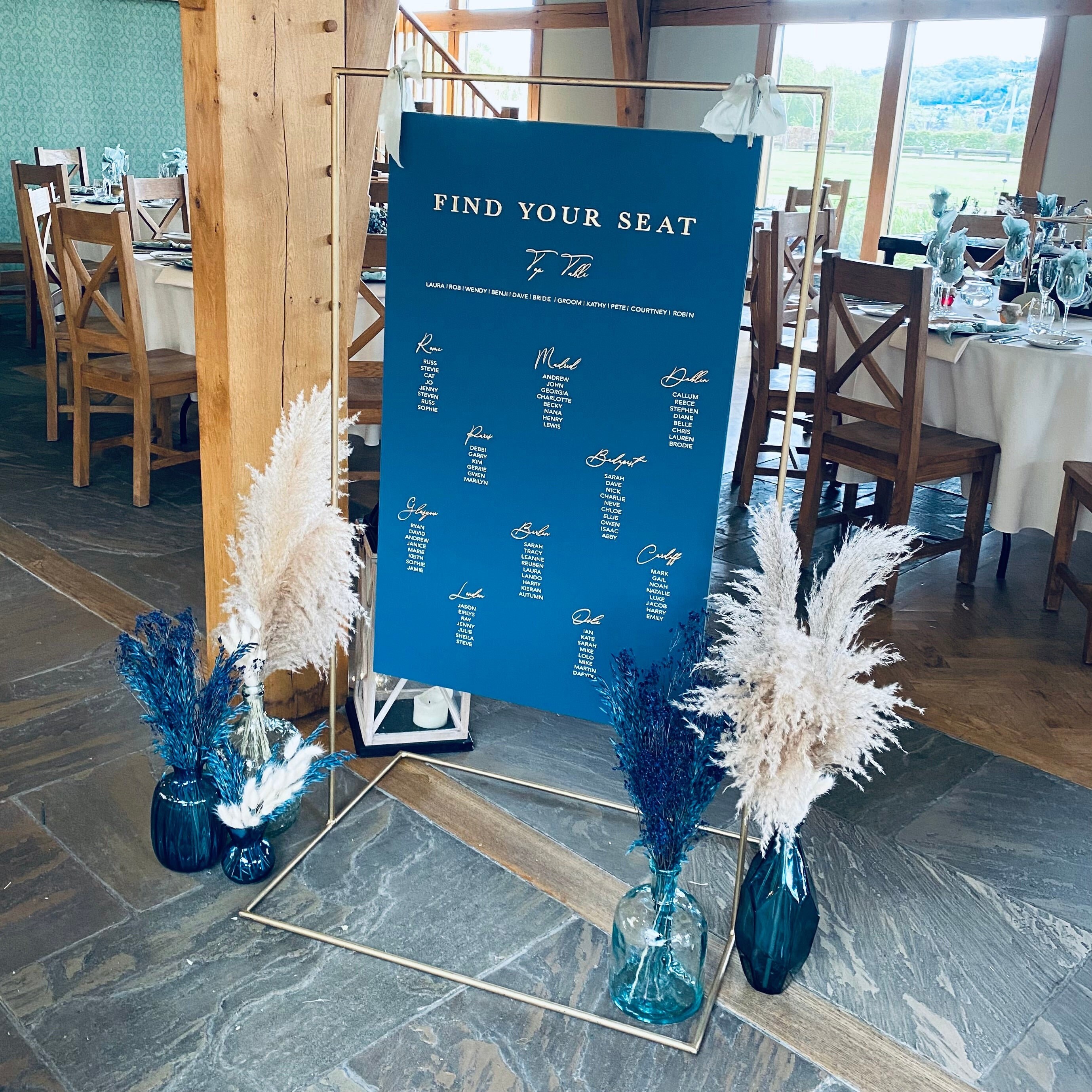 Large Acrylic Table Plan | Navy & Gold Available in Lots Of Different Colours Wedding Sign