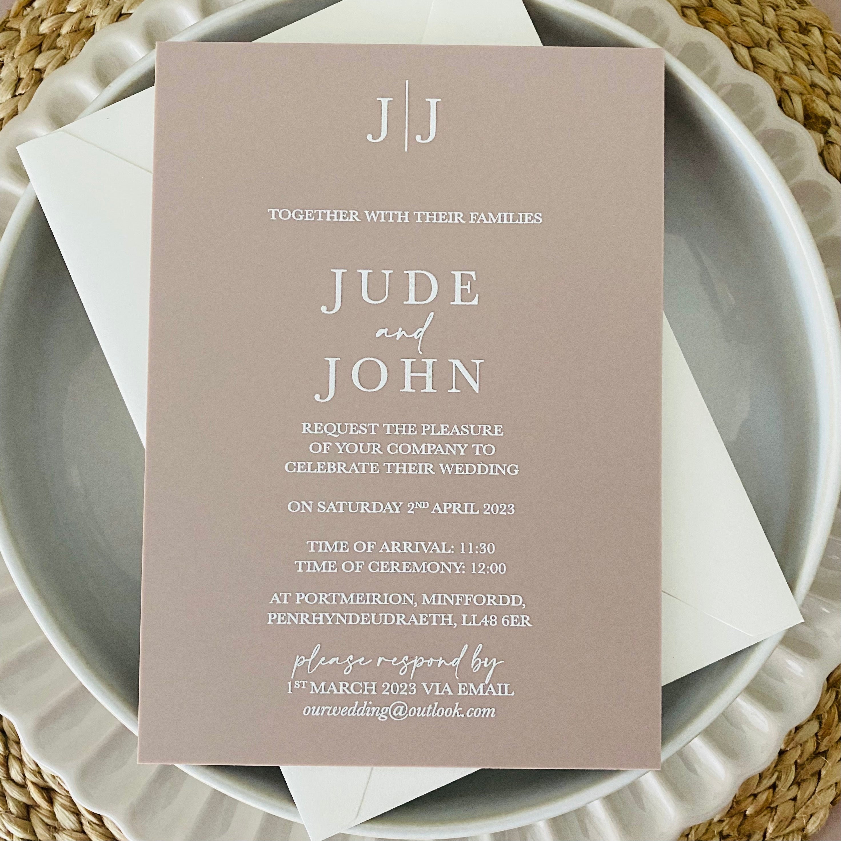 Acrylic Wedding Invitation With Envelope