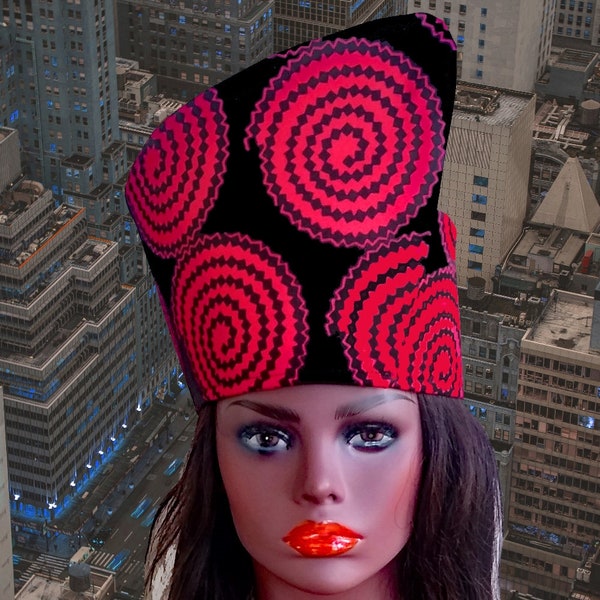 Ankara African Wax Print Tribal Hat Headdress Crown Kufi Handmade. Sizes S to XL, Free Shipping