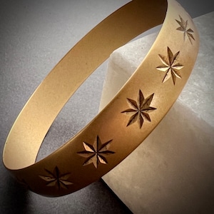 Gold Star Bangle, Large Wide Bracelet, The Classic Edge GirlJewelry, B-0003