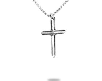 Rustic Cross Necklace, Men's Pendant Cross and Stainless Steel Necklace, Unisex Jewelry Gift, Faith, JPN-004