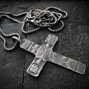 Sterling Silver Ancient Cross, Men's, Unisex Necklace, Medieval Cross, Men's SS-008