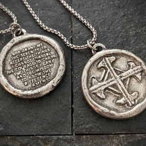 Collar con oración de serenidad, colgante soldado para hombre con cruz, regalo de joyería unisex, fe, ST-024
