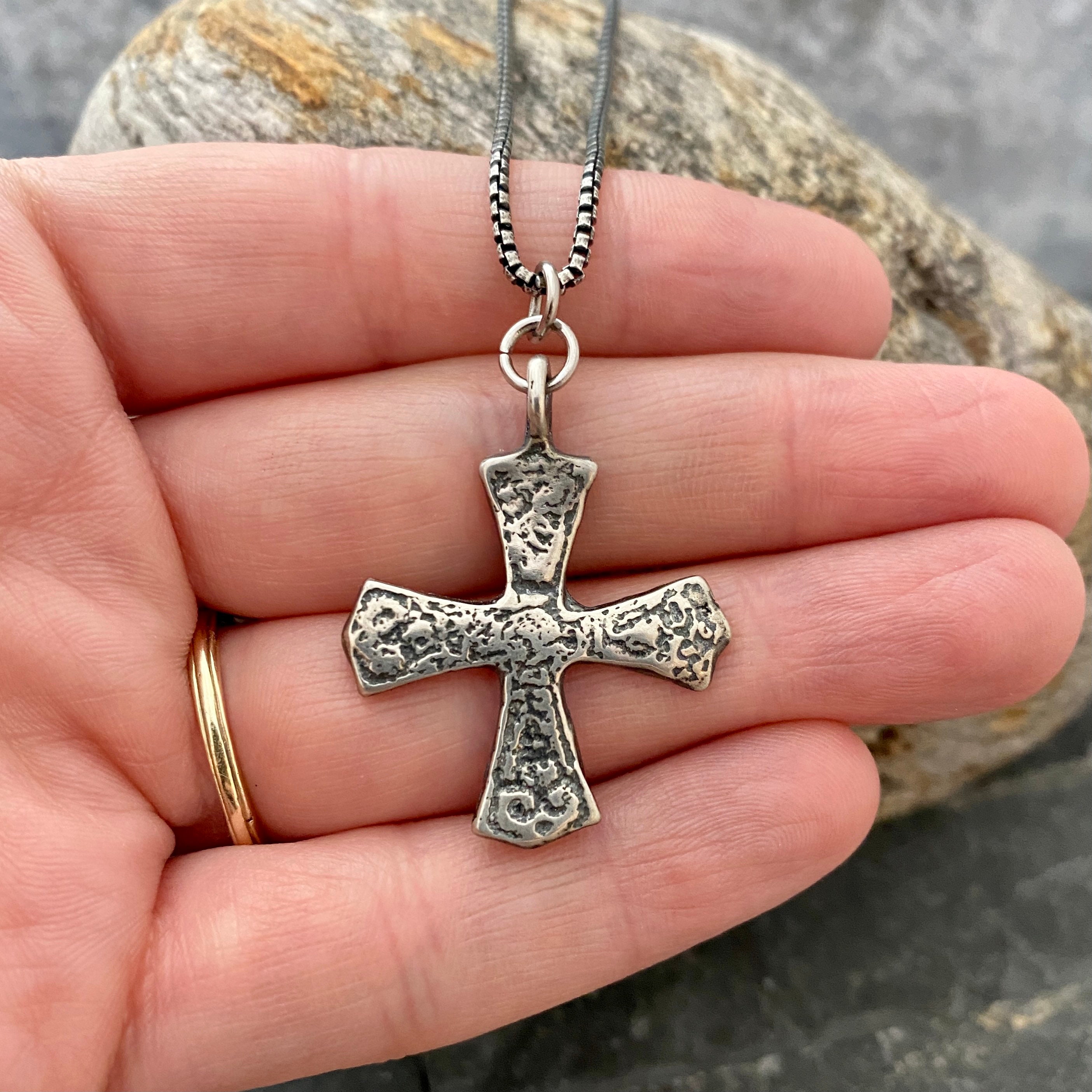 Sterling Silver Ancient Maltese Cross, Men's Religious Jewelry