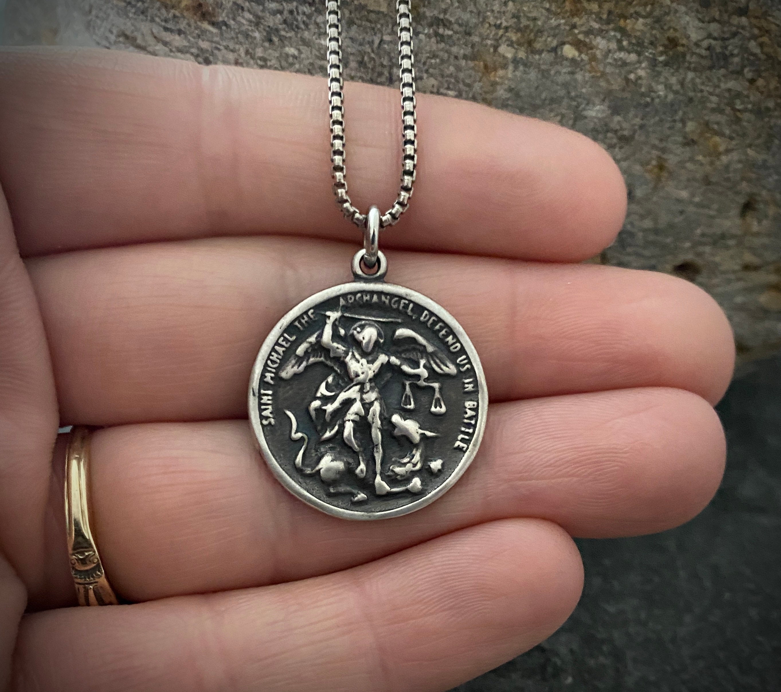 Men's Sterling Silver Archangel St. Michael Necklace Etsy