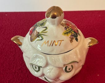 Vaso per menta in ceramica, prodotto in Inghilterra, articoli da cucina vintage