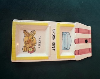 Vintage Bäckerei Szene Löffel Rest, Made in Japan Keramik Geschirr