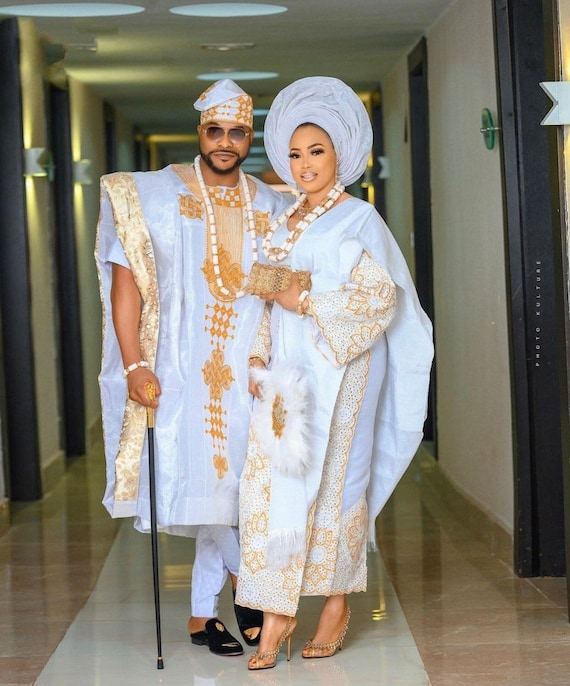 yoruba engagement dresses for couple Cute V-Neck Satin Lace Long Prom Dress, A-Line Evening Dress with Slit