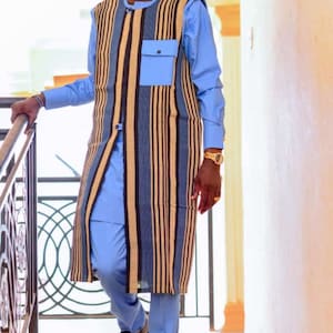 AGBADA for men, African wedding suit, Groomsmen suit, Aso oke jacket, African men&#39;s wear, 3 piece men&#39;s suit, Free DHL express