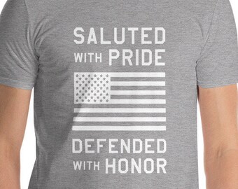 Salute / Defend / Eer de vlag - een Premium Unisex T-shirt voor veteranen