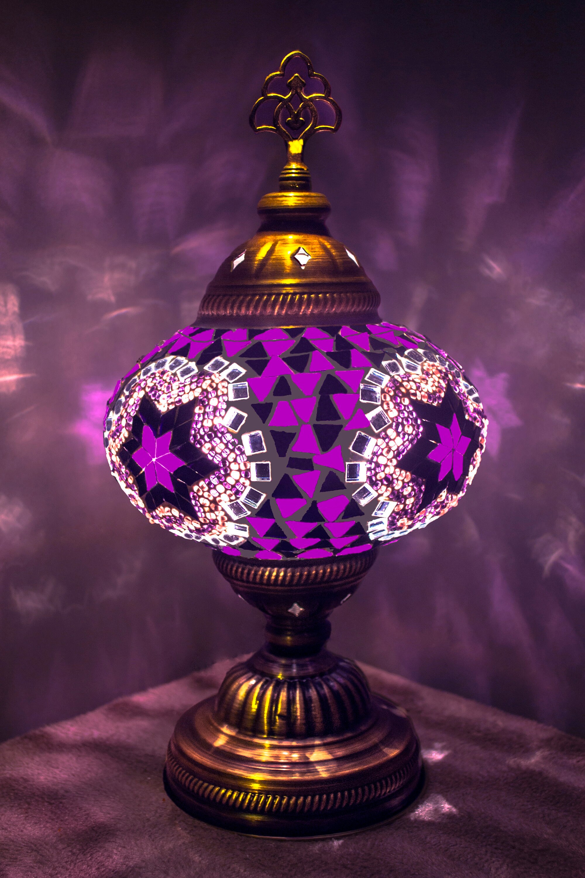 Turkish Mosaic Lamp Moroccan Lamp Purple Lamp Decorative Etsy