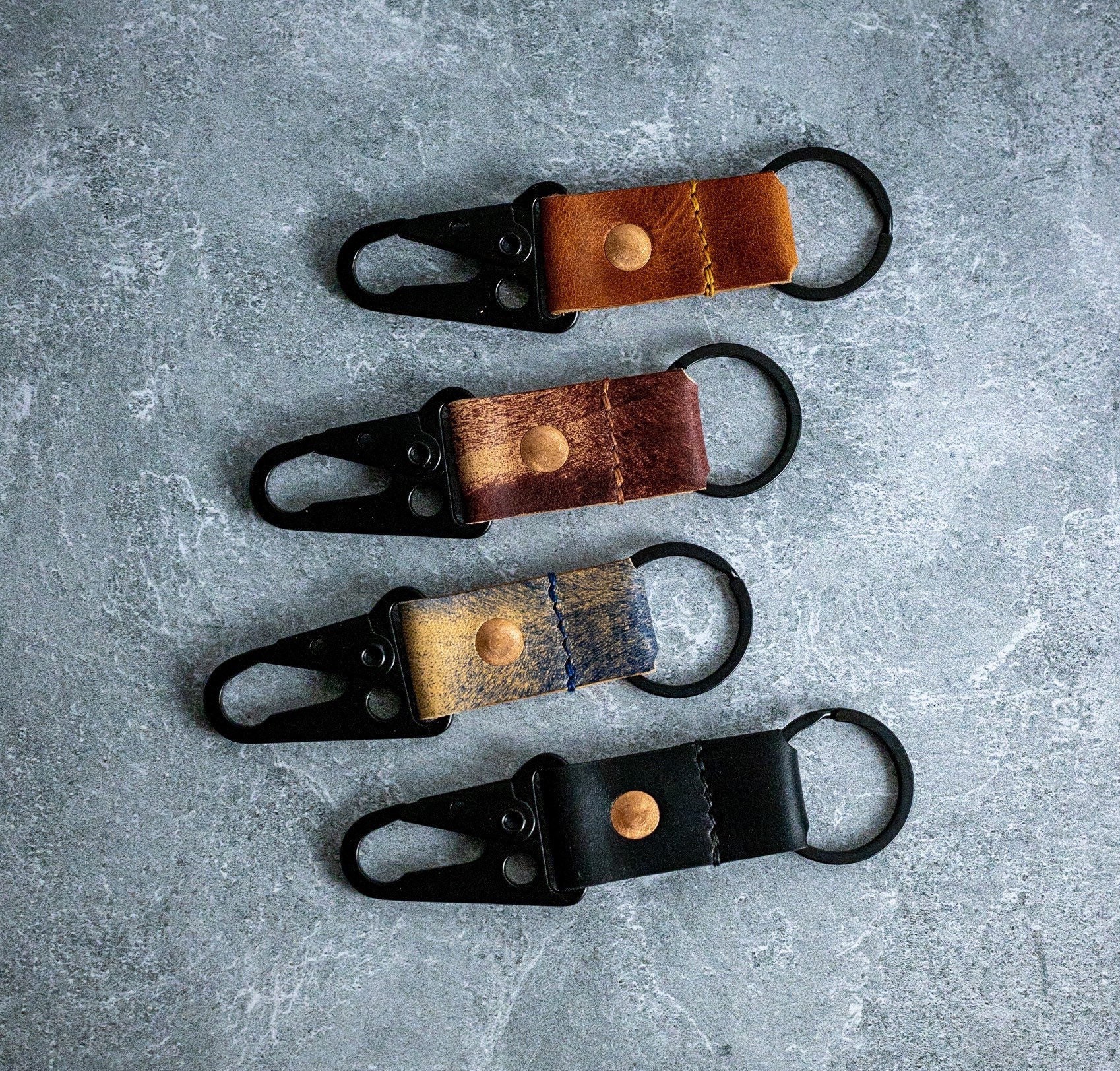 STUDS & KNITTING LEATHER LONG KEY RING【BLACK】｜CALEE