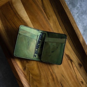 Black shell Cordovan Minimalist wallet with Reverse black shell cordovan interior