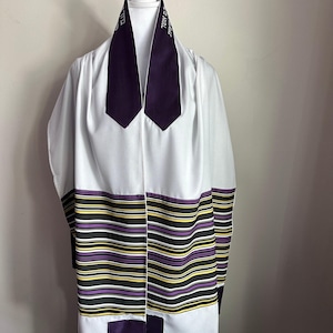 Non-binary Flag Tallit, Purple Yellow Black and Bag
