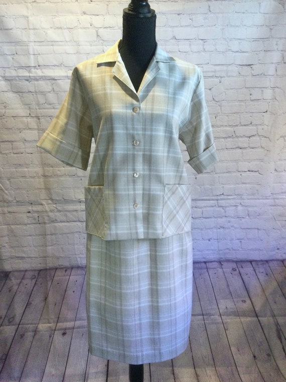 1950s/60s "Charles Carroll" Plaid Skirt and Blouse