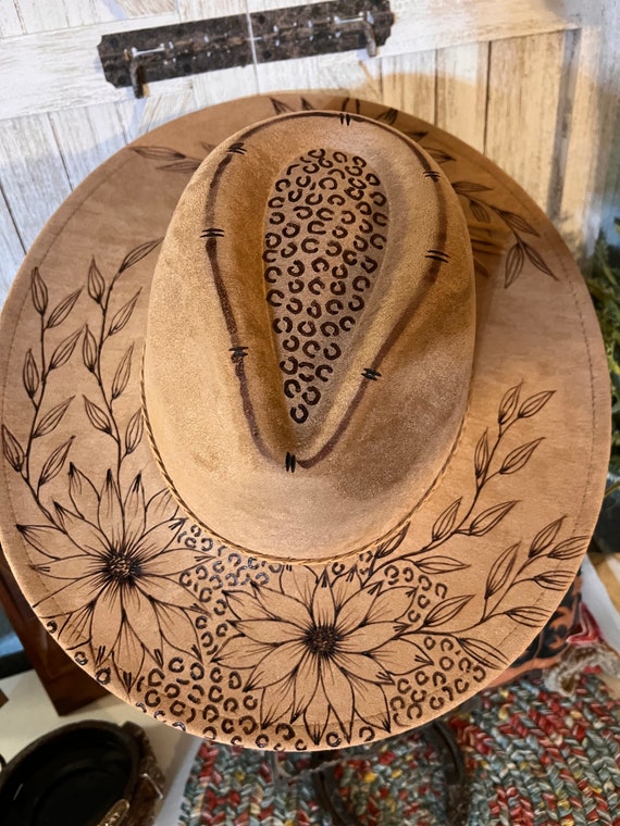 Western Hat Daisy Cowgirl Designer Women Burned Rustic Fast  display picture 1