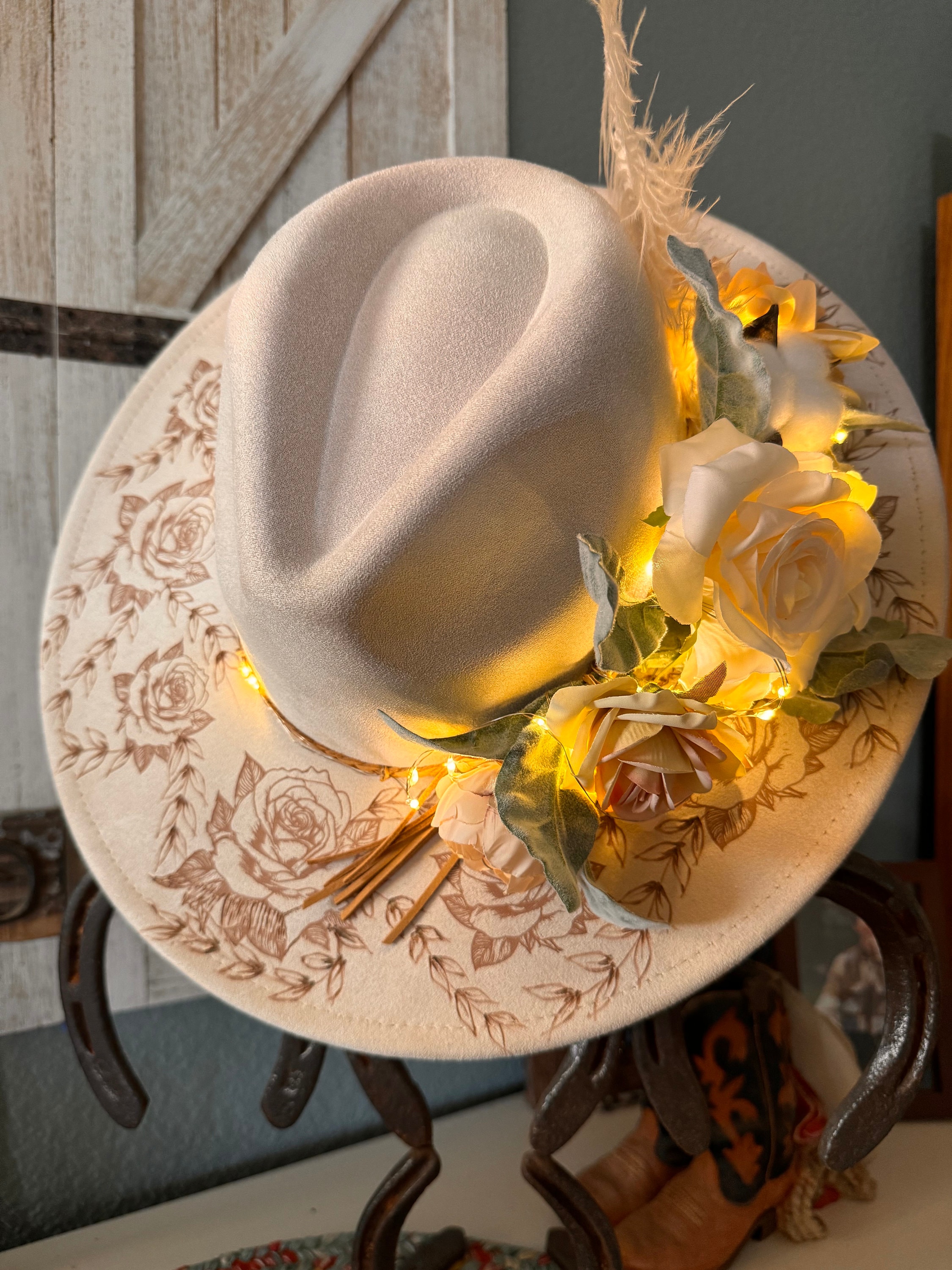 Adjustable Straw Fedora Hat with Veil and Flowers for Special Occasions Wedding hat with silk flowers and bow - Floral bouquet  main image 4