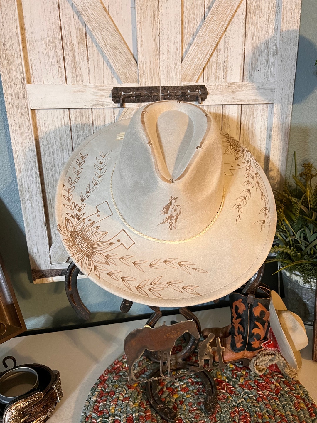 Western Hat**horseshoe**sunflower**cowgirl**designer**women