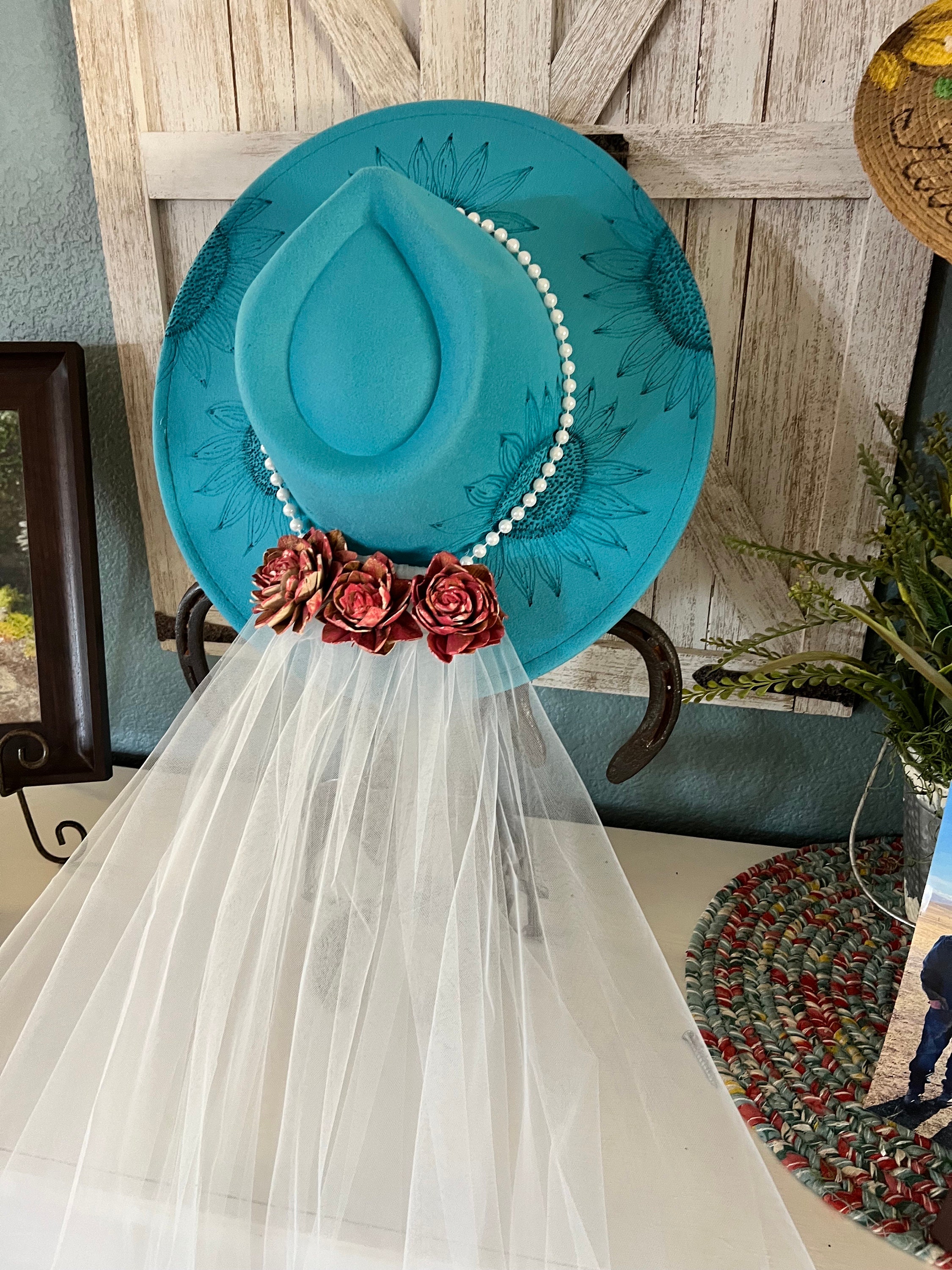 Hand made organza veil hat with flowers. Raw edges.  Beautiful one of a kind. Organza Flower Hat - Etsy main image 3