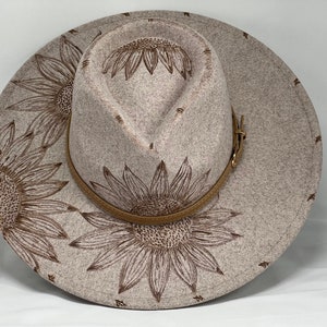 Gray Cowboy Hat with Sunflowers