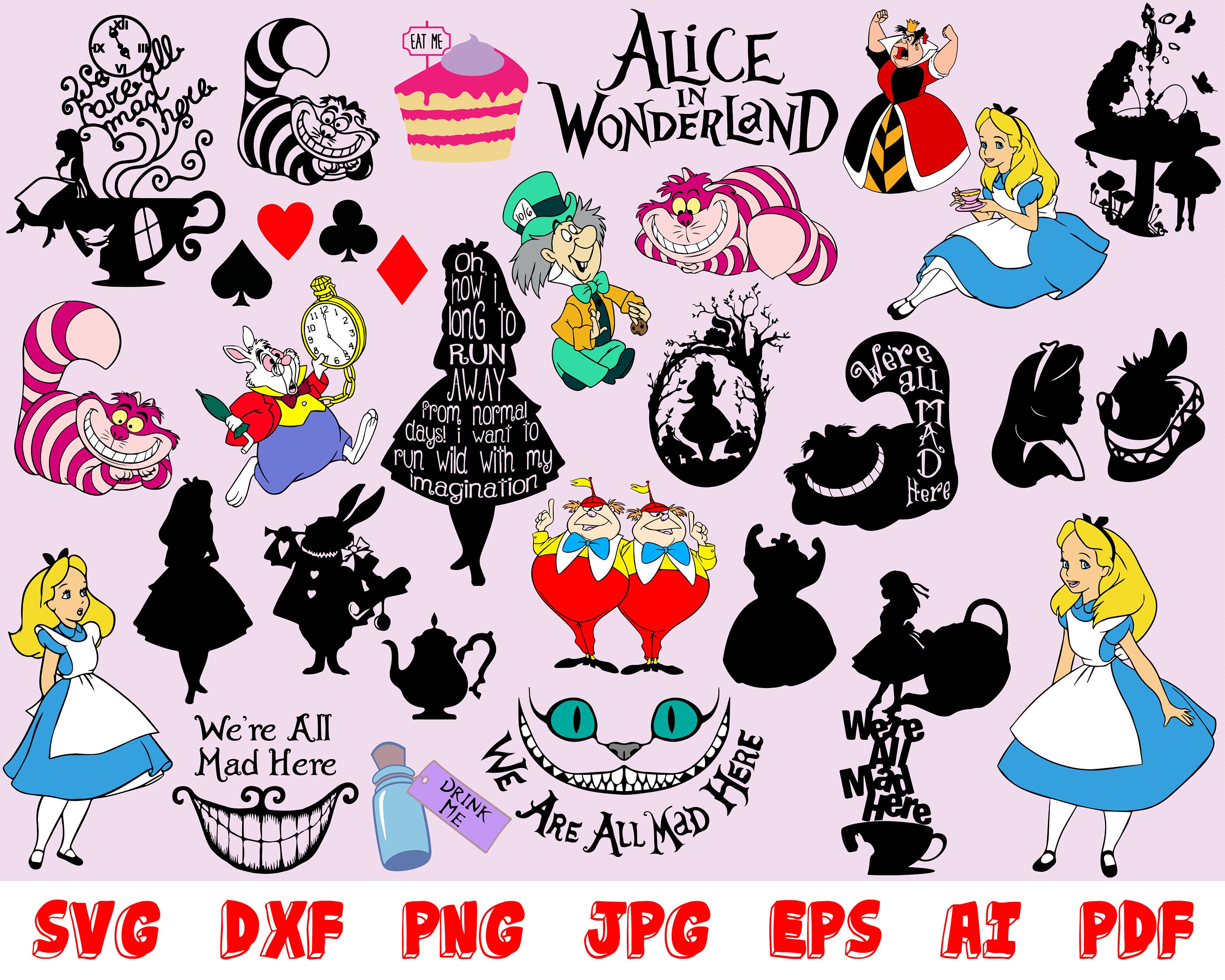 Download SALE Alice in Wonderland SVG Alice in Wonderland Cut File | Etsy