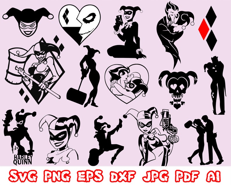 Harley Quinn SVG, Harley Quinn Silhouette, Harley Quinn Clip Art, H...