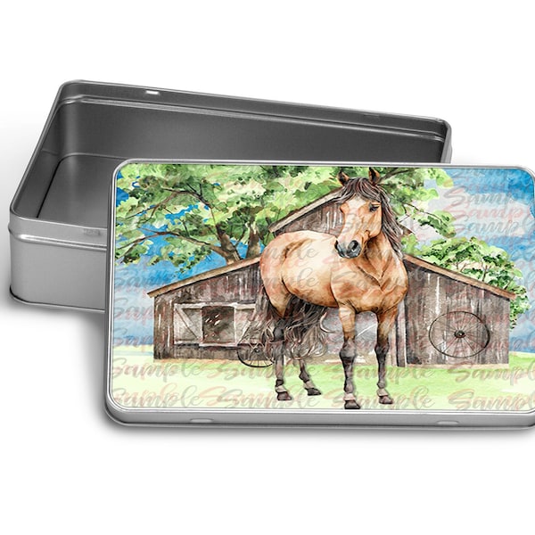 Horse Watercolor Barn Metal Tin DESIGN ONLY