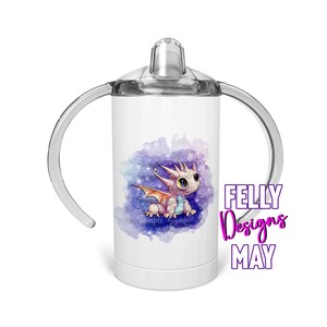 Sippy Cup 12 oz Tan Dragon with Starry  Background  DESIGN ONLY