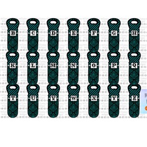 Wine Totes Teal and Black Alphabet DESIGN ONLY