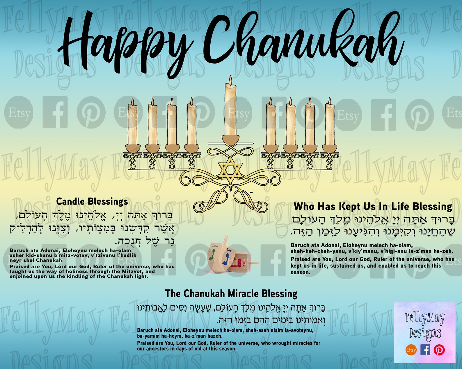 Menorah Candle Drip Tray Happy Chanukah DESIGN ONLY Etsy