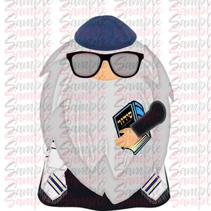 Rabbi Blue Yarmulke Gnome Holding Siddur    DESIGN ONLY